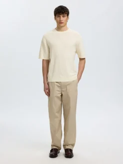Selected miesten t-paita Structured Short Sleeved Shirt, Egret