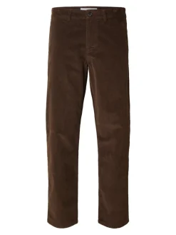 Selected miesten vakosamettihousut K STRAIGHT MILES CORD PANT NOS, ruskea