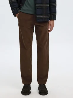 Selected miesten vakosamettihousut K STRAIGHT MILES CORD PANT NOS, ruskea