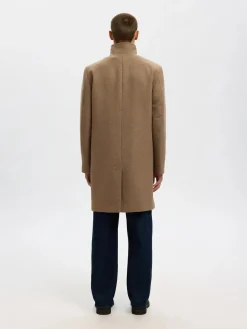 Selected miesten villakangastakki SLHRAINAR Wool Blend Coat, Fallen Rock