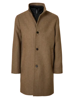 Selected miesten villakangastakki SLHRAINAR Wool Blend Coat, Fallen Rock