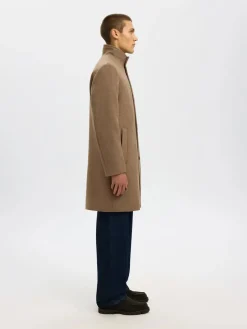 Selected miesten villakangastakki SLHRAINAR Wool Blend Coat, Fallen Rock