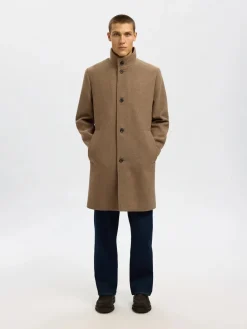 Selected miesten villakangastakki SLHRAINAR Wool Blend Coat, Fallen Rock