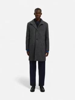 Selected miesten villakangastakki SLHRAINAR Wool Blend Coat, tummaharmaa kuosillinen