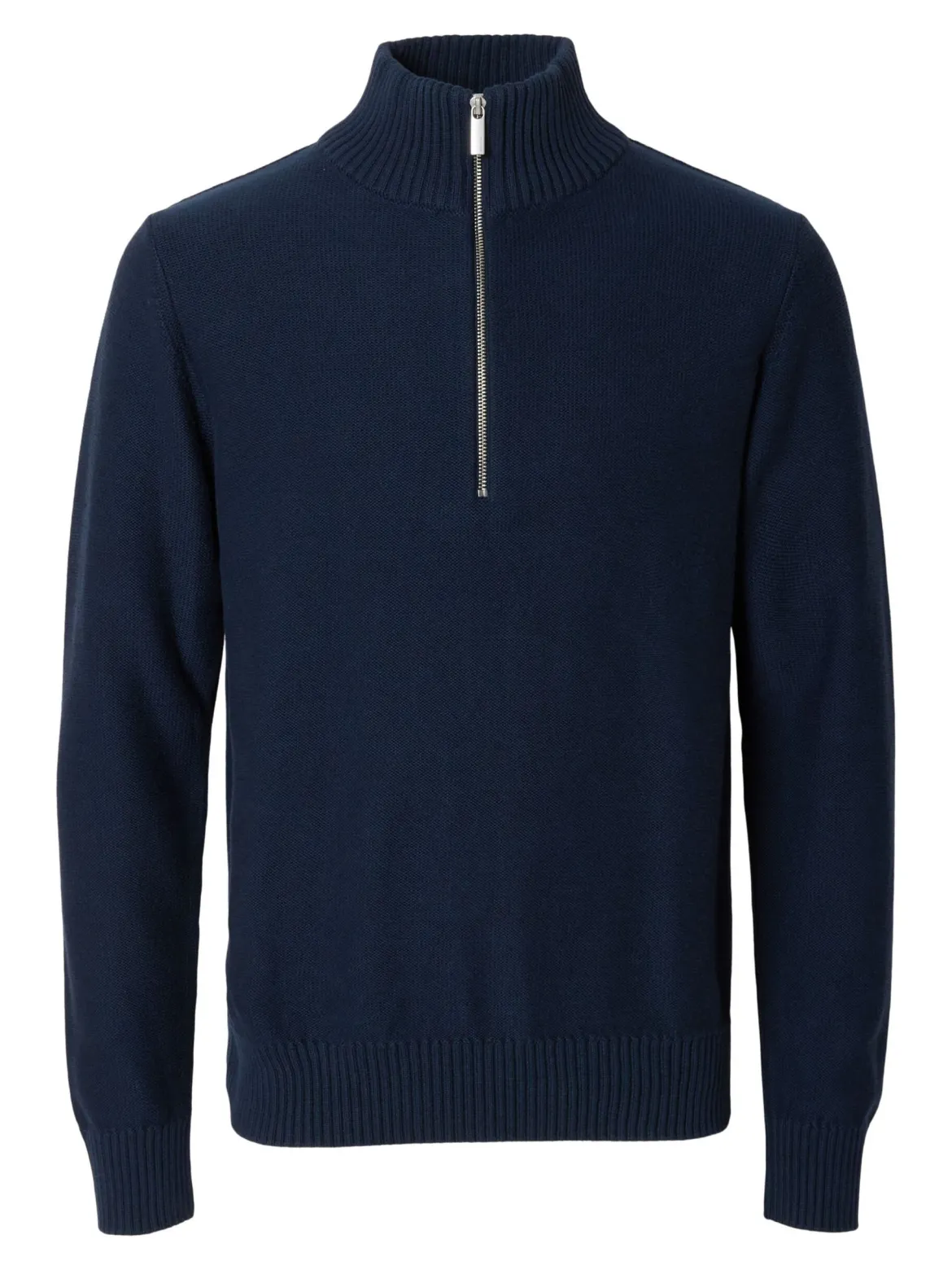 Selected neule, AXEL LS KNIT HALF ZIP Tummansininen