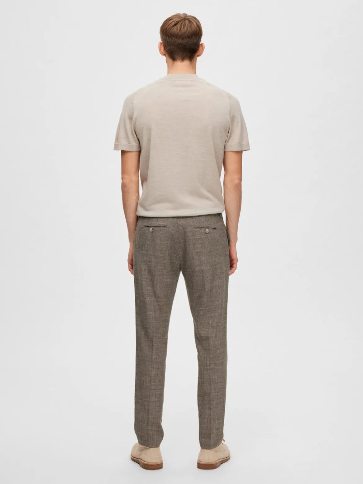 Selected pellavahousut, OASIS LINEN TROUSER Keskiruskea