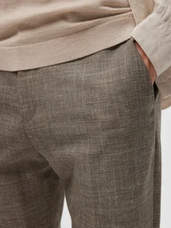 Selected pellavahousut, OASIS LINEN TROUSER Keskiruskea