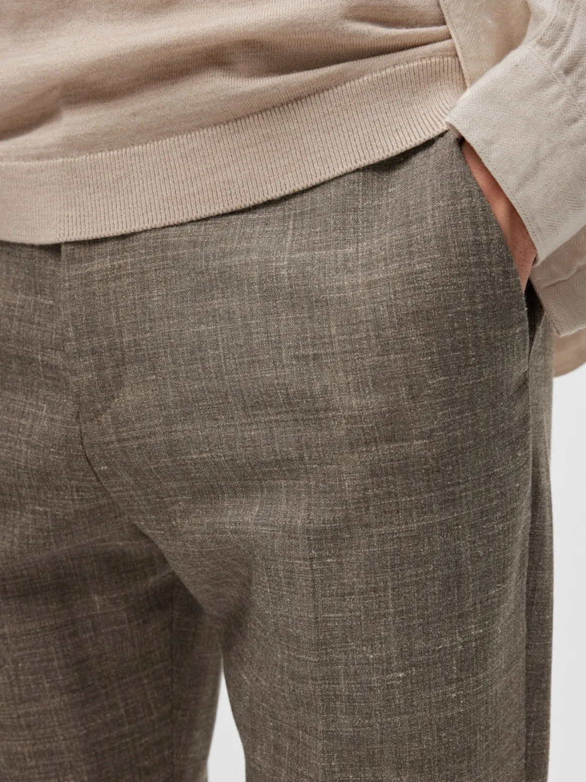 Selected pellavahousut, OASIS LINEN TROUSER Keskiruskea