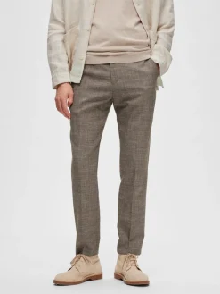 Selected pellavahousut, OASIS LINEN TROUSER Keskiruskea