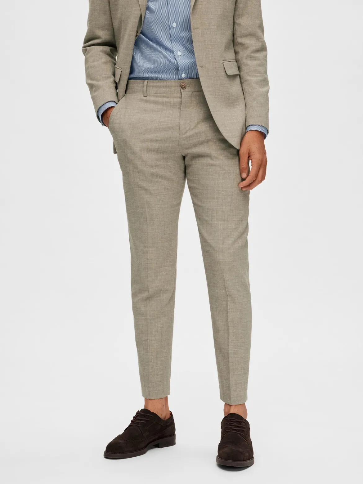 Selected pellavahousut Oasis Linen Trousers, Sand