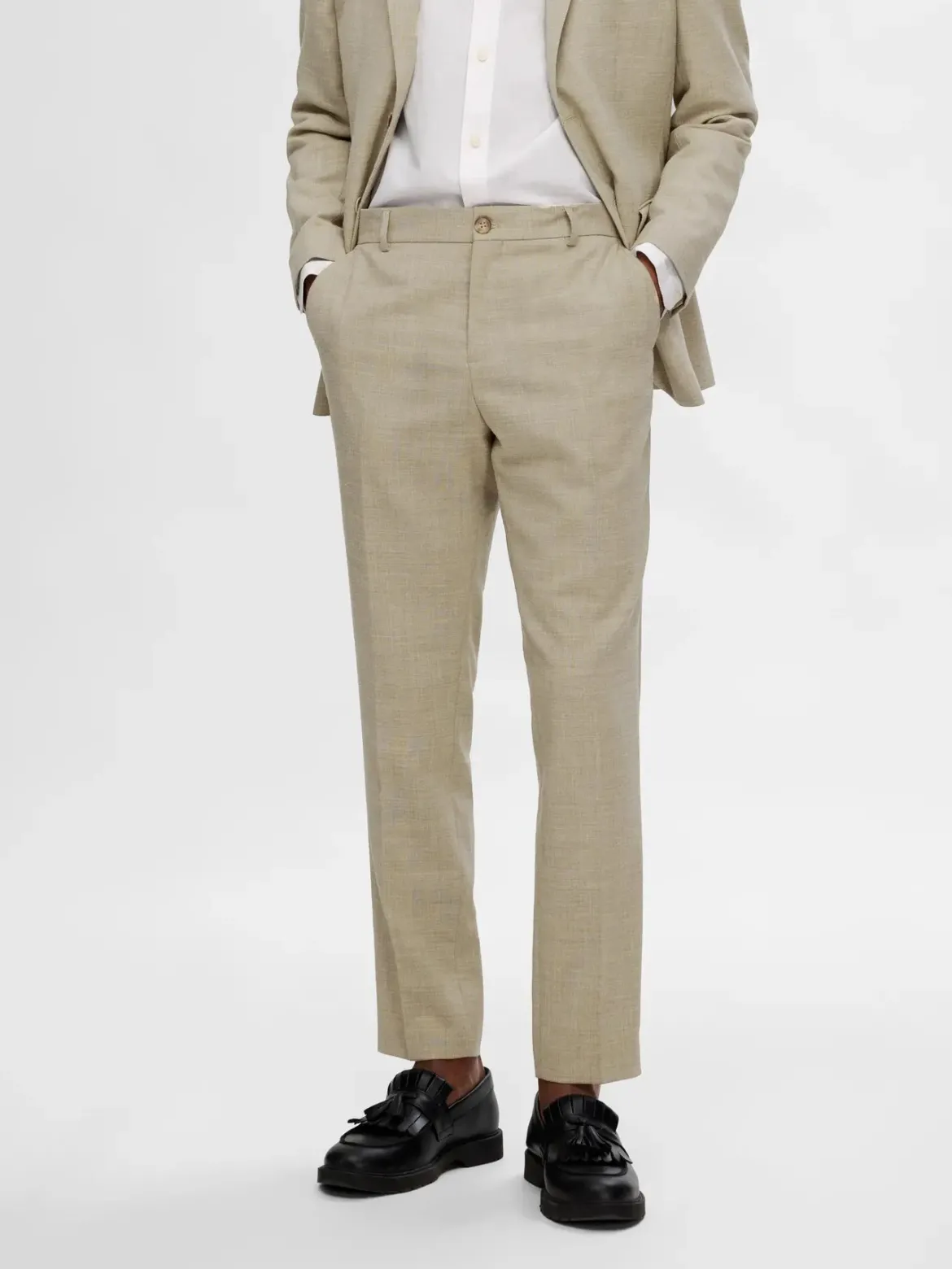 Selected pellavahousut Oasis Linen Trousers, Sand