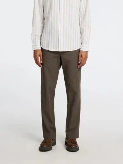 Selected pellavahousut, SLIM TAPE BRODY LINEN PANT Forest Night Mixed W. Kal