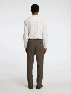 Selected pellavahousut, SLIM TAPE BRODY LINEN PANT Forest Night Mixed W. Kal