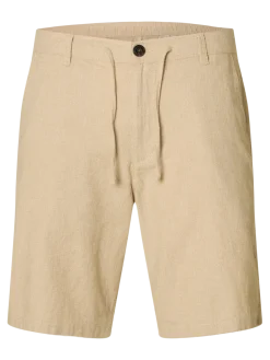 Selected shortsit, COMFORT BRODY LINEN SHORTS Incense Mixed W. Oatmeal