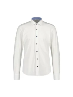 Sinnuu Miesten Kauluspaita, Contrast, Technical Performance Shirt LS, Valkoinen