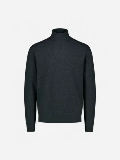 Sinnuu Miesten Neulepoolo ROLLNECK FINE MERINO WOOL MADE IN ITALY tummanharmaa