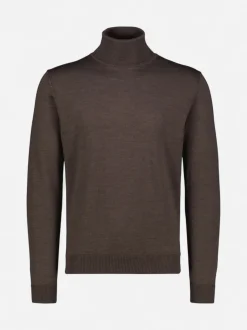 Sinnuu miesten neulepusero Merino Wool Roll Neck, tummanruskea