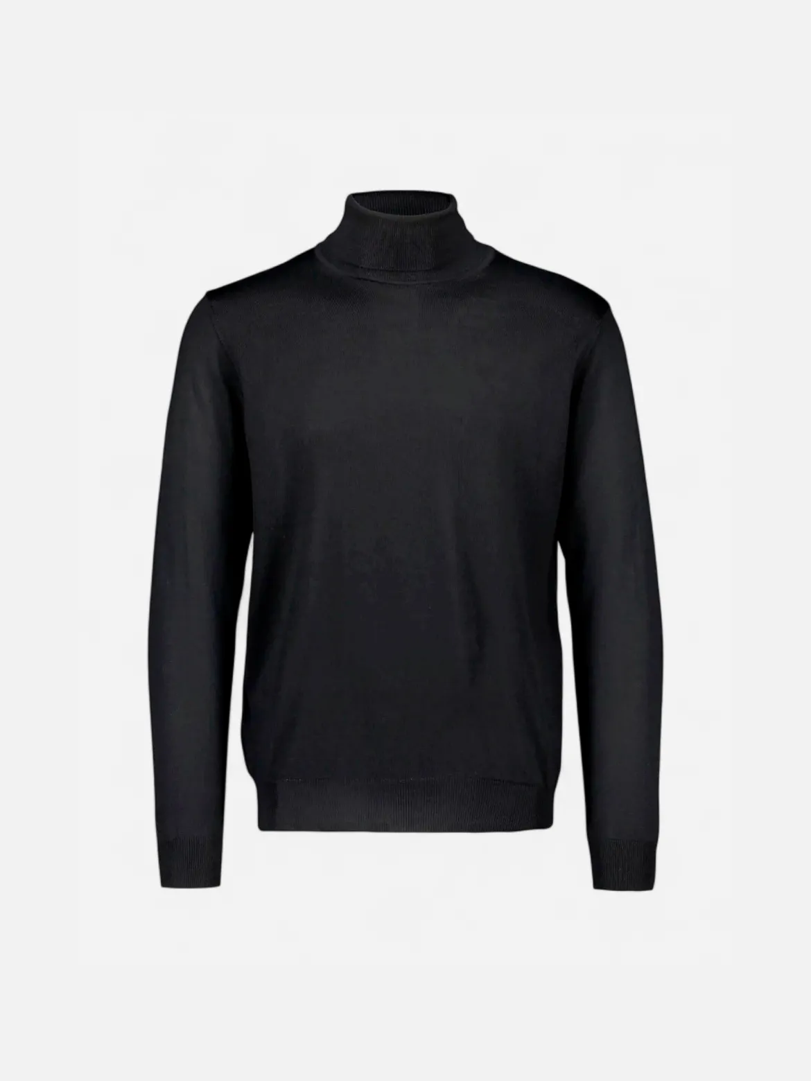 Sinnuu miesten pooloneule Rollneck Merino Wool Made in Italy, musta