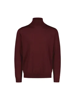 Sinnuu miesten pooloneule Rollneck Merino Wool Made in Italy, viininpunainen
