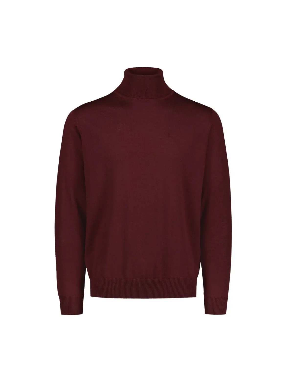 Sinnuu miesten pooloneule Rollneck Merino Wool Made in Italy, viininpunainen