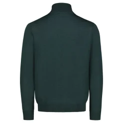 Sinnuu miesten pooloneule Rollneck Merino Wool Made in Italy, tummanvihreä