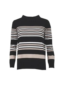 S.T.I naisten neulepusero MIRVA KNIT 64CM, raidallinen musta