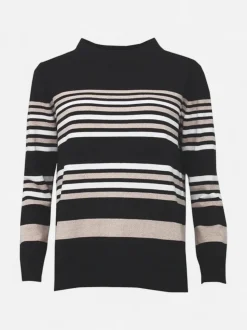 S.T.I naisten neulepusero MIRVA KNIT 64CM, raidallinen musta