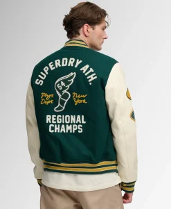Superdry miesten takki Vintage Patched Varsity, tummanvihreä