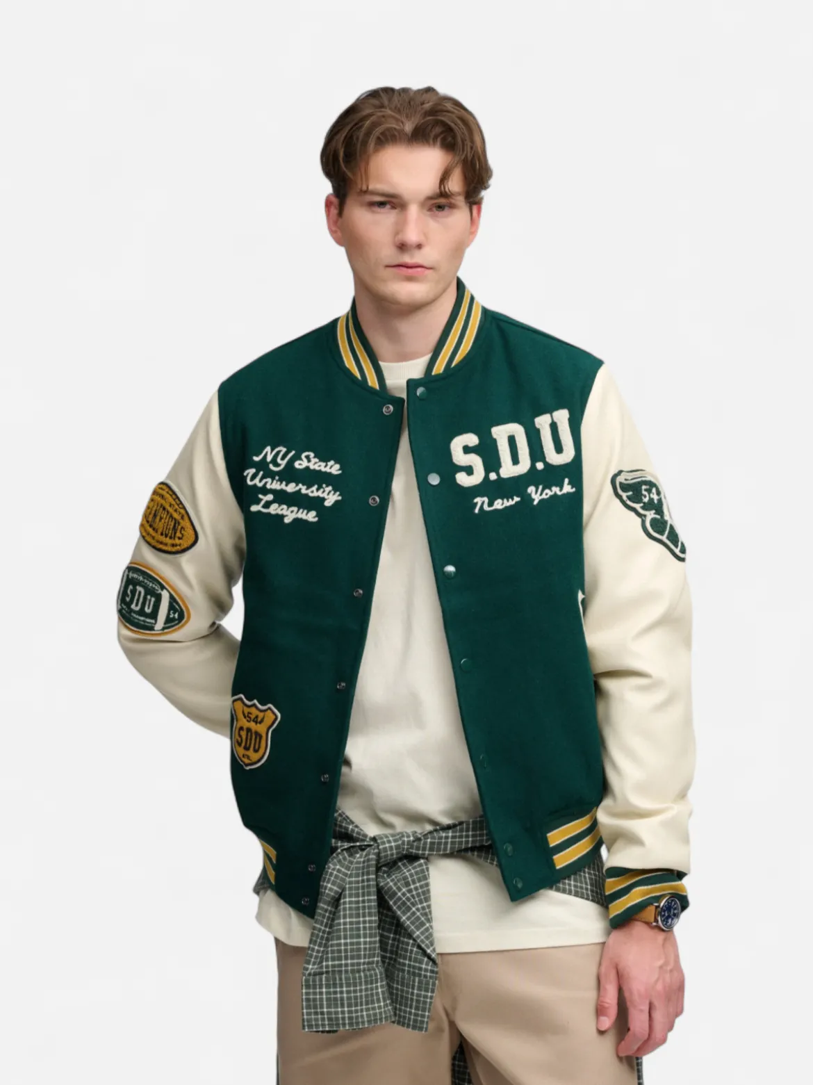 Superdry miesten takki Vintage Patched Varsity, tummanvihreä
