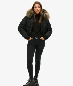 Superdry naisten takki Everest Hooded Bomber Jkt, musta