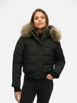 Superdry naisten takki Everest Hooded Bomber Jkt, musta