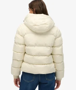 Superdry naisten takki Hooded Sports Puffer Jacket, luonnonvalkoinen