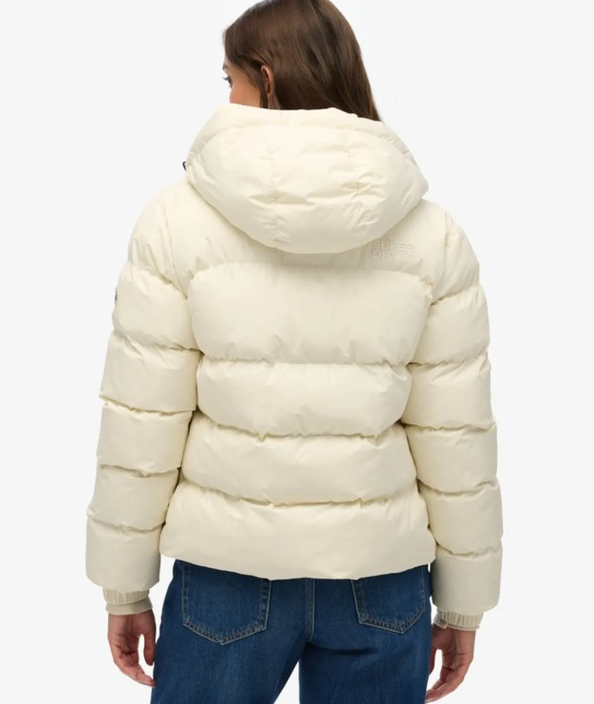 Superdry naisten takki Hooded Sports Puffer Jacket, luonnonvalkoinen