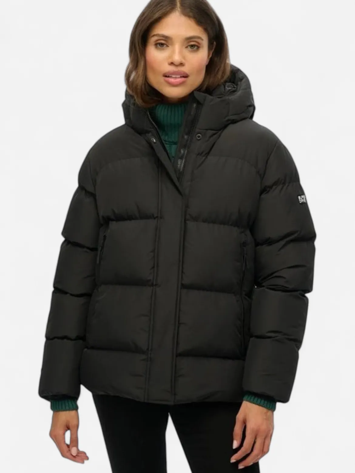 Superdry naisten takki Hooded 5 Baffle Sports Puffer, musta