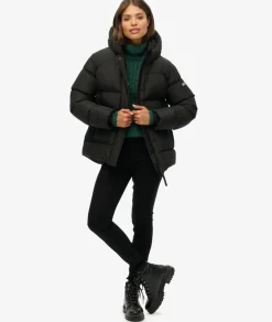 Superdry naisten takki Hooded 5 Baffle Sports Puffer, musta