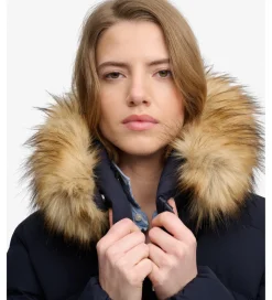 Superdry naisten toppatakki Fuji Faux Fur Hood Padded Jacket, tummansininen