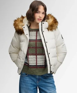 Superdry naisten toppatakki Everest Hooded Bomber, valkoinen