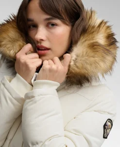 Superdry naisten toppatakki Everest Hooded Bomber, valkoinen