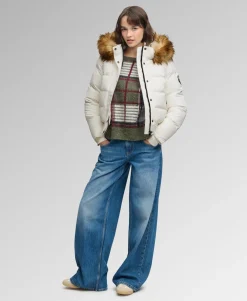 Superdry naisten toppatakki Everest Hooded Bomber, valkoinen