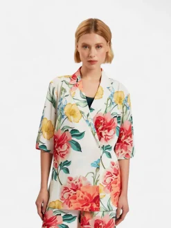 Ted Baker naisten bleiseri, NYMPHA Printed Short Sleeve Blazer Valkopohjainen Kuosi