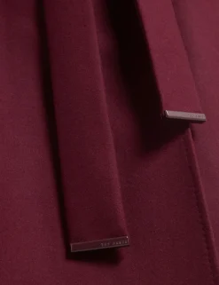 Ted Baker Rose Mid Length Belted Wool Wrap Coat, Viininpunainen
