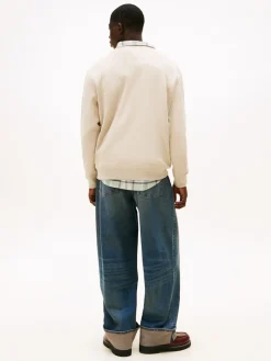Tommy Jeans miesten collegepaita Reg S Flag Crew, vaalea beige