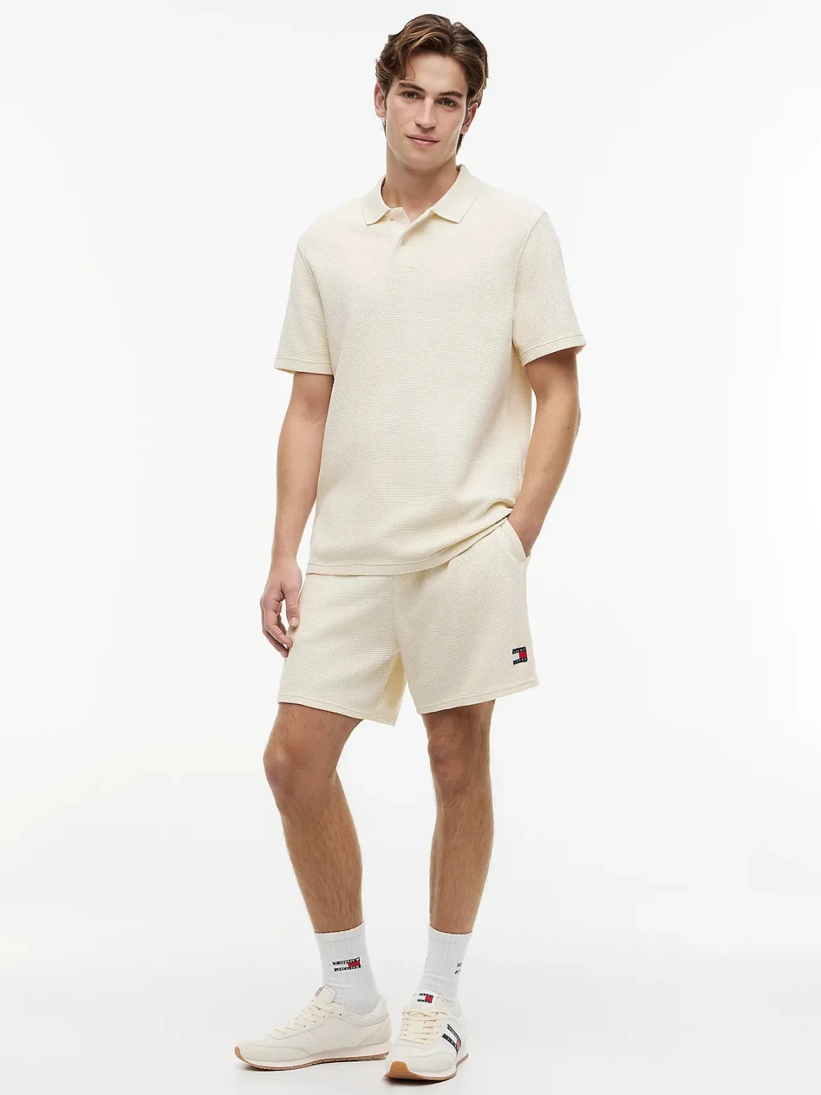 Tommy Jeans miesten collegeshortsit Waffled Beach Short, kerma