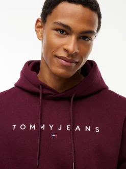 Tommy Jeans miesten huppari Linear Logo Hoodie, viininpunainen