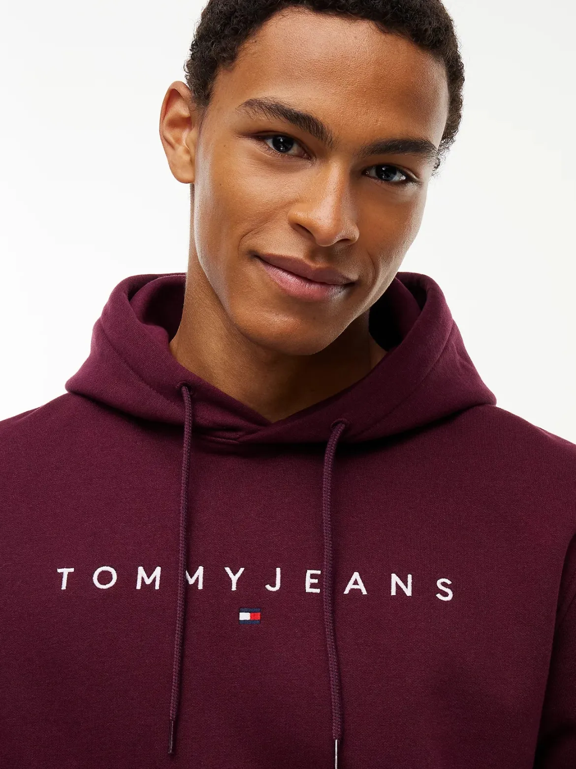 Tommy Jeans miesten huppari Linear Logo Hoodie, viininpunainen