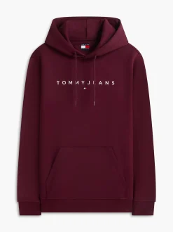 Tommy Jeans miesten huppari Linear Logo Hoodie, viininpunainen