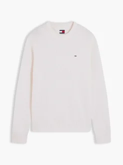 Tommy Jeans miesten neulepusero Slim Essential Sweater, luonnonvalkoinen