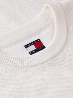 Tommy Jeans miesten neulepusero Slim Essential Sweater, luonnonvalkoinen