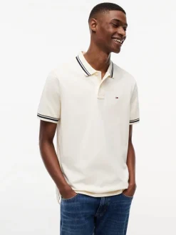 Tommy Jeans miesten Pikeepaita Regular Tipped Polo, kerma