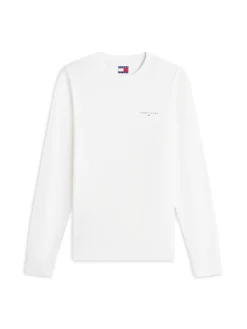 Tommy Jeans miesten pitkähihainen paita Slim Chest Linear LS Tee, luonnonvalkoinen